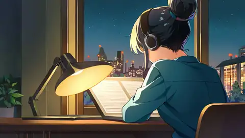 Girl Desk Night Lamp lofi wallpaper girl desk night lamp 1811021121