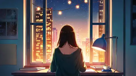 Girl Desk Night Lamp lofi wallpaper girl desk night lamp 1895781956