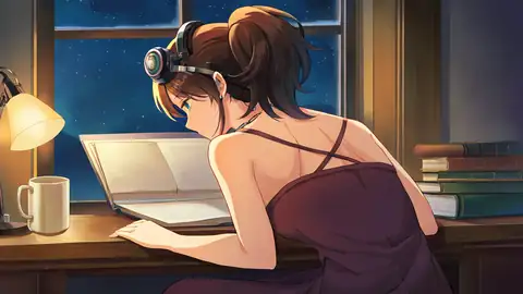 Girl Desk Night Lamp lofi wallpaper girl desk night lamp 2020122217