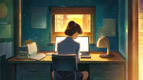 Girl Desk Night Lamp lofi wallpaper girl desk night lamp 2030056031