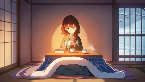 Girl Kotatsu Winter lofi wallpaper girl kotatsu winter 0458634111