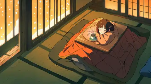 Girl Kotatsu Winter lofi wallpaper girl kotatsu winter 1636531754