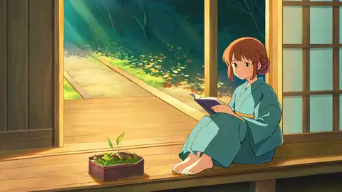 Girl Reading Engawa lofi wallpaper girl reading engawa 1450234607
