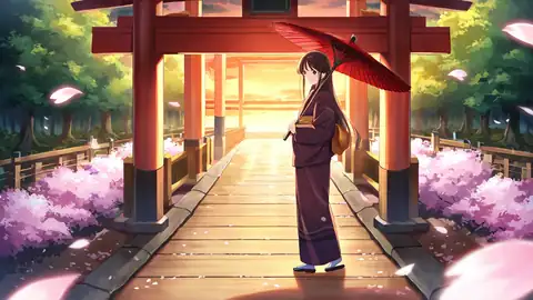 Girl Sakura Umbrella lofi wallpaper girl sakura umbrella 0023610766
