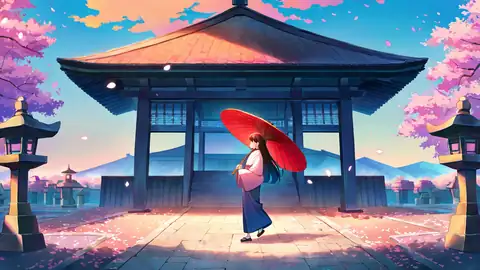 Girl Sakura Umbrella lofi wallpaper girl sakura umbrella 0066444923