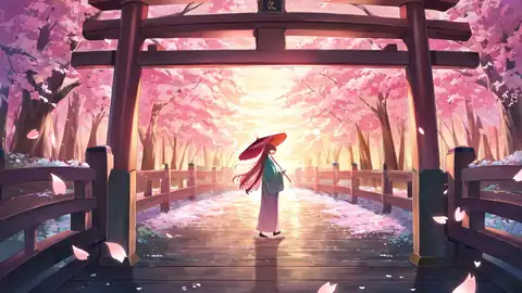 Girl Sakura Umbrella lofi wallpaper girl sakura umbrella 0173248609