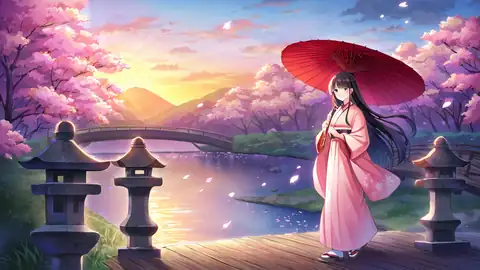 Girl Sakura Umbrella lofi wallpaper girl sakura umbrella 0216921605