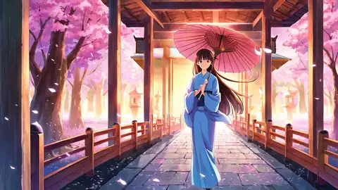 Girl Sakura Umbrella lofi wallpaper girl sakura umbrella 0304605972