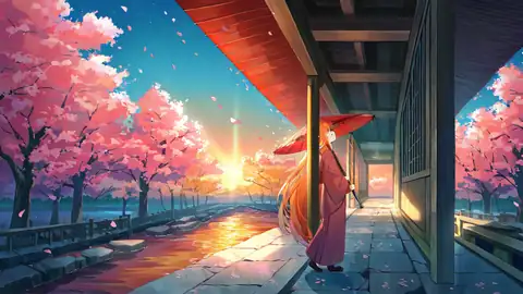 Girl Sakura Umbrella lofi wallpaper girl sakura umbrella 0332568781