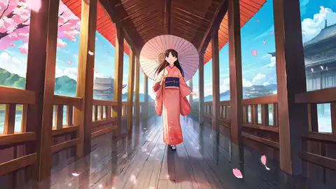 Girl Sakura Umbrella lofi wallpaper girl sakura umbrella 0363892322
