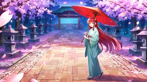 Girl Sakura Umbrella lofi wallpaper girl sakura umbrella 0378137502