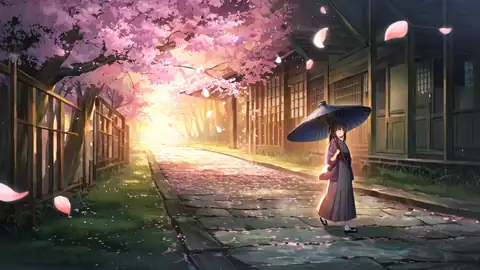 Girl Sakura Umbrella lofi wallpaper girl sakura umbrella 0422717871