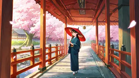 Girl Sakura Umbrella lofi wallpaper girl sakura umbrella 0459317343