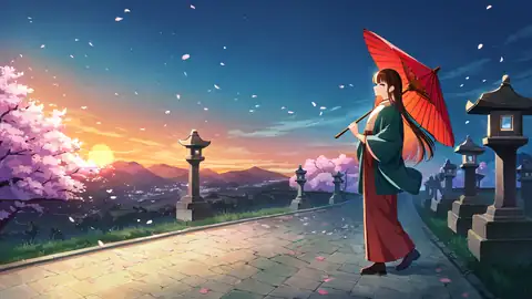 Girl Sakura Umbrella lofi wallpaper girl sakura umbrella 0479656204
