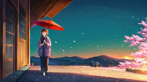 Girl Sakura Umbrella lofi wallpaper girl sakura umbrella 0574035972