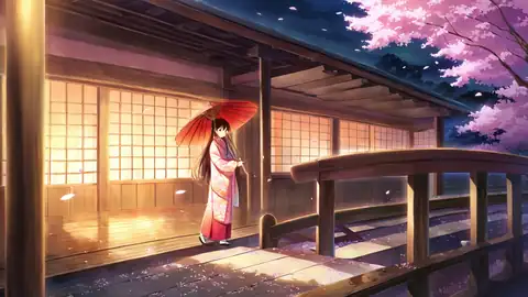 Girl Sakura Umbrella lofi wallpaper girl sakura umbrella 0889793420