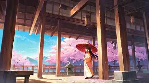 Girl Sakura Umbrella lofi wallpaper girl sakura umbrella 0891732356