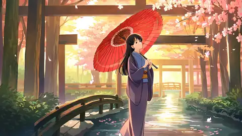 Girl Sakura Umbrella lofi wallpaper girl sakura umbrella 0895382680