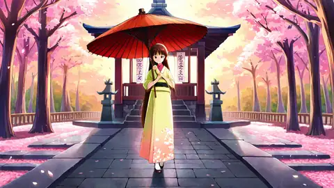 Girl Sakura Umbrella lofi wallpaper girl sakura umbrella 0937119317