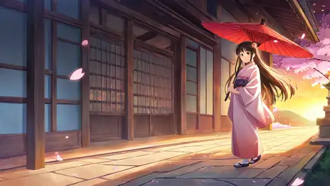 Girl Sakura Umbrella lofi wallpaper girl sakura umbrella 0996290177