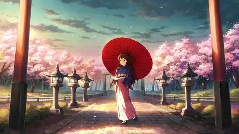 Girl Sakura Umbrella lofi wallpaper girl sakura umbrella 1088093590