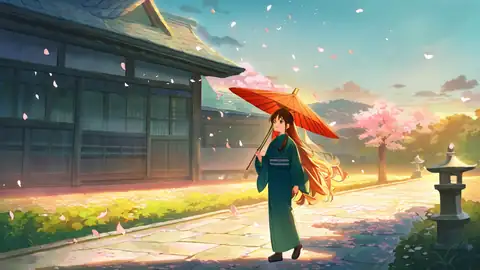 Girl Sakura Umbrella lofi wallpaper girl sakura umbrella 1175881535