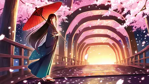 Girl Sakura Umbrella lofi wallpaper girl sakura umbrella 1294757229