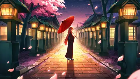 Girl Sakura Umbrella lofi wallpaper girl sakura umbrella 1362287285