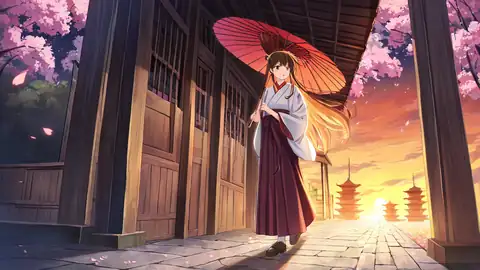 Girl Sakura Umbrella lofi wallpaper girl sakura umbrella 1437083303
