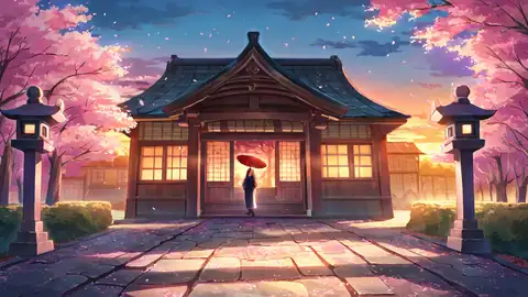 Girl Sakura Umbrella lofi wallpaper girl sakura umbrella 1474969294