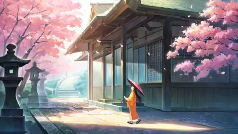 Girl Sakura Umbrella lofi wallpaper girl sakura umbrella 1661268455