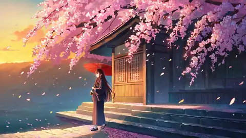 Girl Sakura Umbrella lofi wallpaper girl sakura umbrella 1800391103