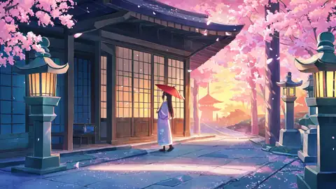 Girl Sakura Umbrella lofi wallpaper girl sakura umbrella 1801311737