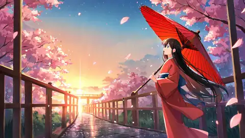 Girl Sakura Umbrella lofi wallpaper girl sakura umbrella 1818177393