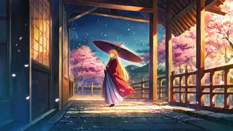 Girl Sakura Umbrella lofi wallpaper girl sakura umbrella 1973501028