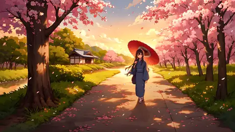 Girl Sakura Umbrella lofi wallpaper girl sakura umbrella 1994732709