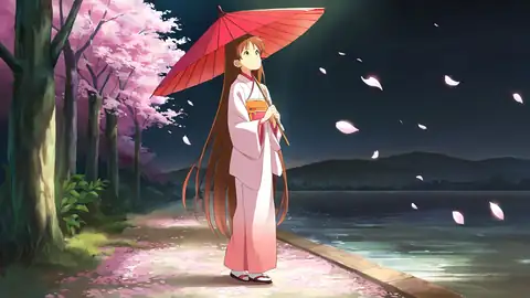 Girl Sakura Umbrella lofi wallpaper girl sakura umbrella 2019327878