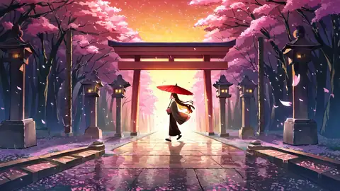 Girl Sakura Umbrella lofi wallpaper girl sakura umbrella 2048599413