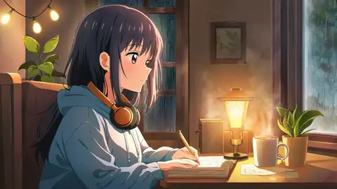 Girl Studying Rainy Window lofi wallpaper girl studying rainy window 0097789721