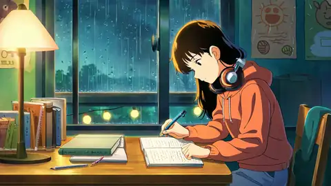 Girl Studying Rainy Window lofi wallpaper girl studying rainy window 0161120334