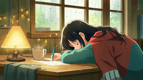 Girl Studying Rainy Window lofi wallpaper girl studying rainy window 0467053351