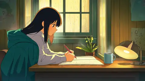 Girl Studying Rainy Window lofi wallpaper girl studying rainy window 0865458642