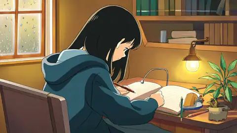 Girl Studying Rainy Window lofi wallpaper girl studying rainy window 0881201696