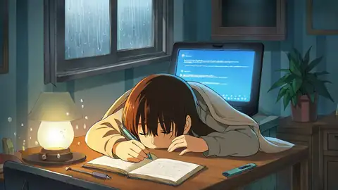 Girl Studying Rainy Window lofi wallpaper girl studying rainy window 1045256793