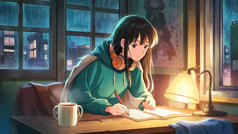 Girl Studying Rainy Window lofi wallpaper girl studying rainy window 1215656408