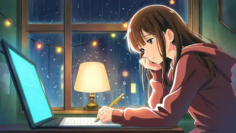 Girl Studying Rainy Window lofi wallpaper girl studying rainy window 1391791980