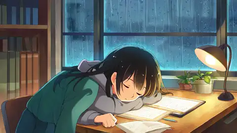 Girl Studying Rainy Window lofi wallpaper girl studying rainy window 1463550693