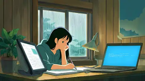 Girl Studying Rainy Window lofi wallpaper girl studying rainy window 1670229905