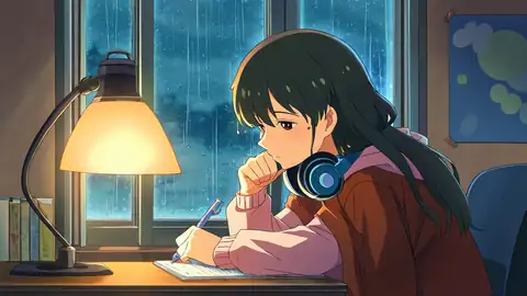 Girl Studying Rainy Window lofi wallpaper girl studying rainy window 1846707244