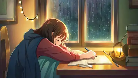 Girl Studying Rainy Window lofi wallpaper girl studying rainy window 1884941914